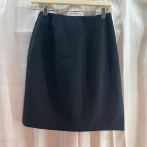 IC Courtenay Petite Black Wool Blend Career Pencil Skirt Classic Vintage 80s 90s